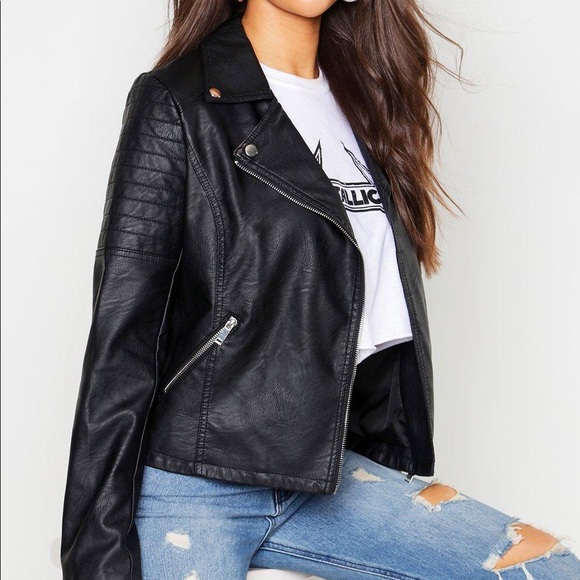 NWT! - Vero Moda | Kerri Biker Faux Leather Jacket - Picture 2 of 16